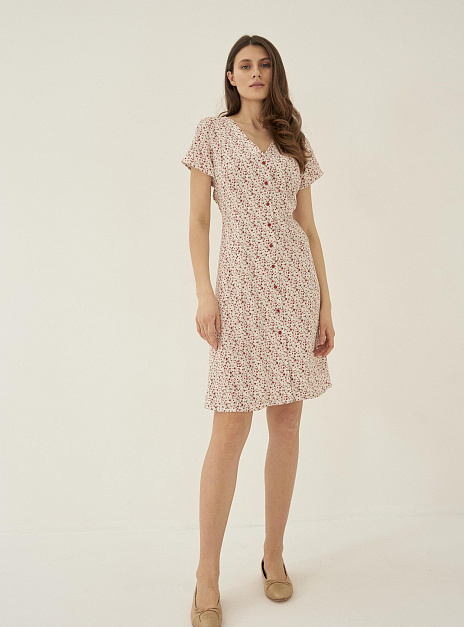 картинка Платье мини на пуговицах мелкий цветок от магазина ICNTPRY