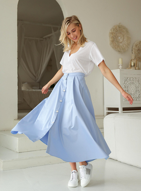 картинка Юбка миди поплин голубая от магазина ICNTPRY
